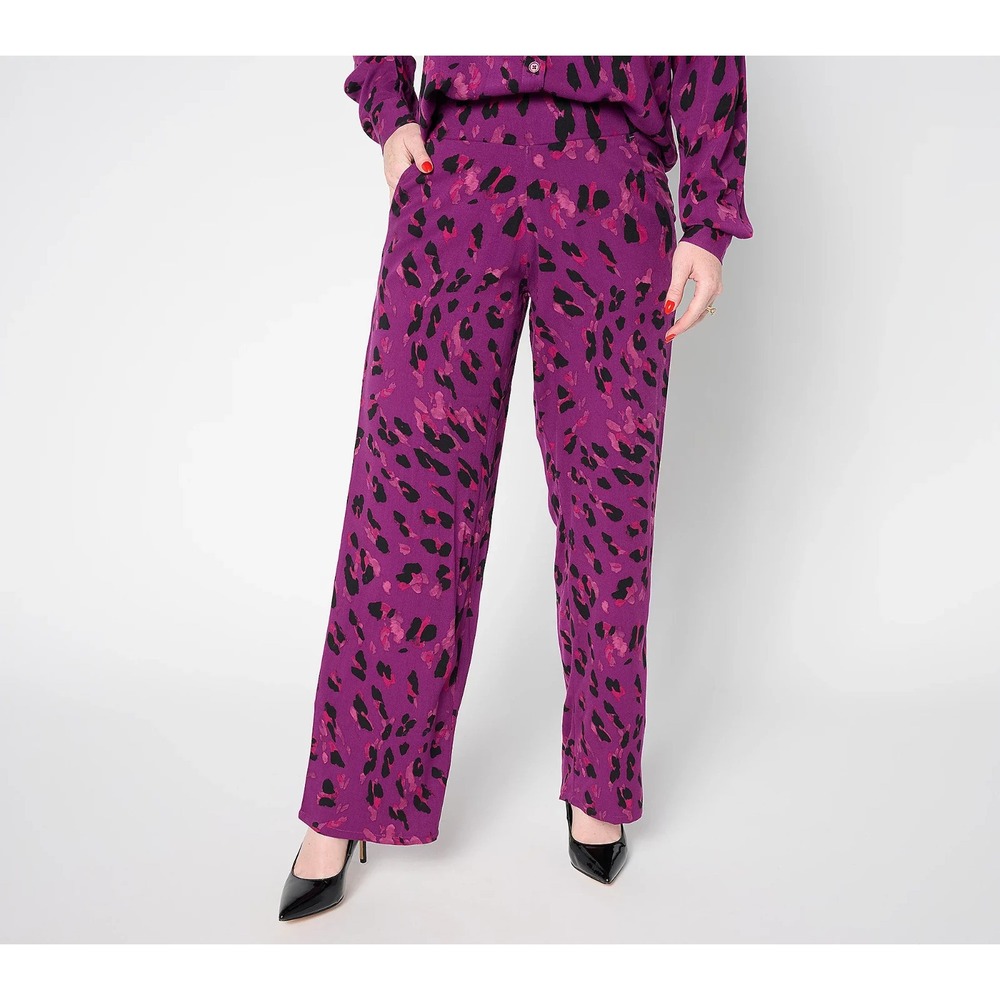 Brandis Dress Out Loud Tall Print or Solid Relaxed Pants Painted Leopard, TM #3"